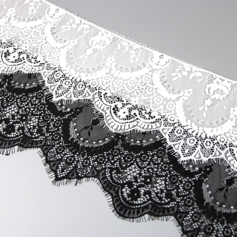 3 Meters 16cm Wide French chantilly lace Floral trim with scallop eyelash  edge on both sides Dress Edge Sewing