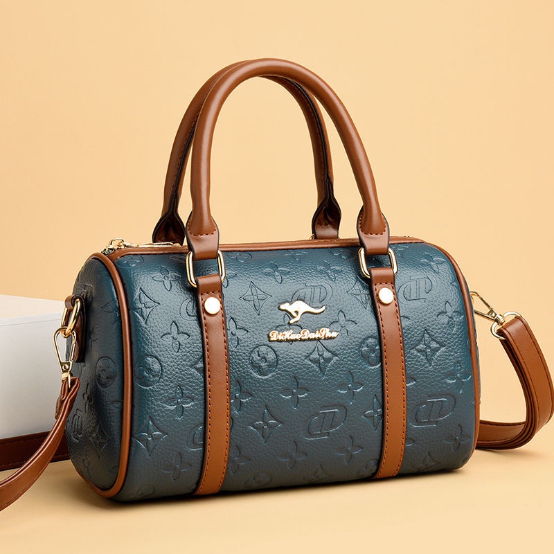 潮流真皮压花大容量手提包包女时尚单肩女包百搭斜挎背包复古贝壳包时尚饺子包简约邮差包