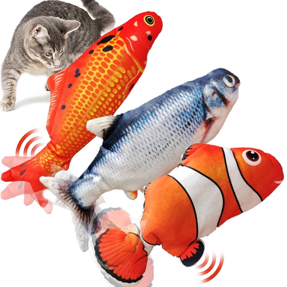 HDY Tik Tok USB Electric Moving Fish Cat Toy Plush Pet Toy Dancing Jumping Fish Jump Dance Kids Pretend Play Playhouse Stimulation Fish Toy for Cat Kicker Chargeable for Boys Girls
