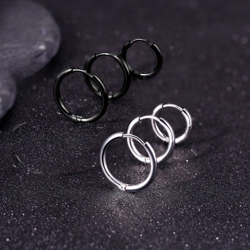 【READY STOCK} 316L Hypoallergenic Titanium Steel Hoop earrings jewellery earrings Gold Silver Black Stainless steel Minimalist Circle Earring for Women Men Ear Rings Clip Colored  2.5mm 圆形极简耳环1Pair