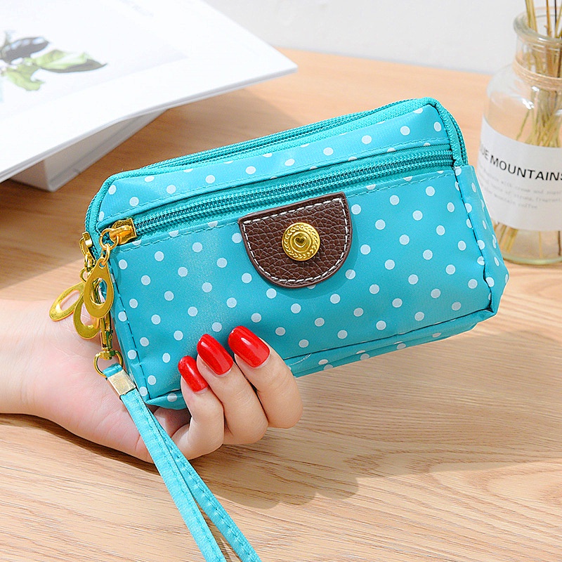 Fashion 3 Zipper Pouch Wallet Purse Women Waterproof Nylon Canvas Wallets Small Bag Money Pouch