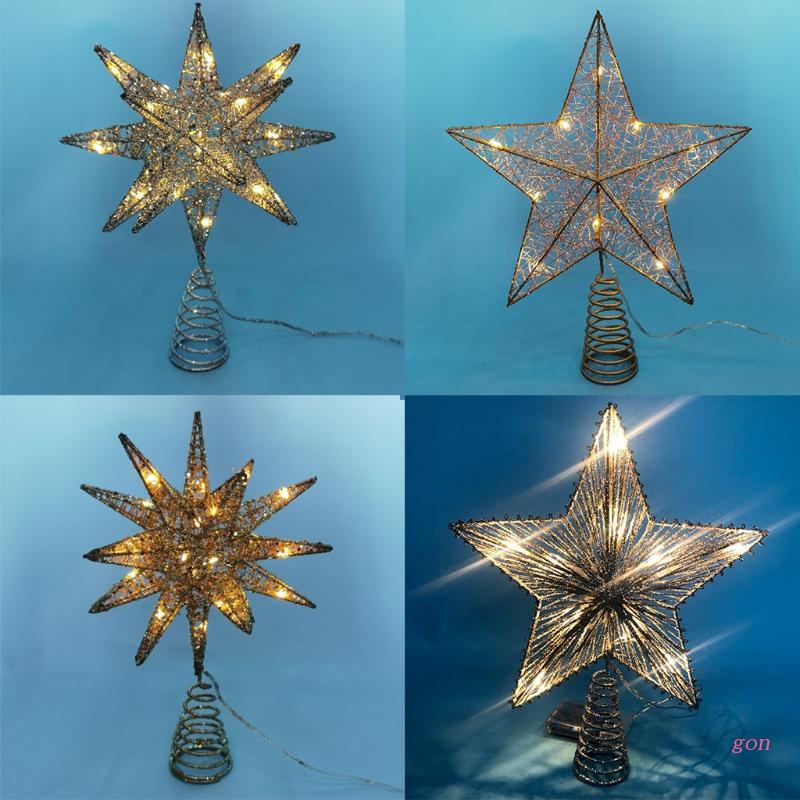 gon Christmas Tree LED Star Tree Topper Battery Operated Treetop