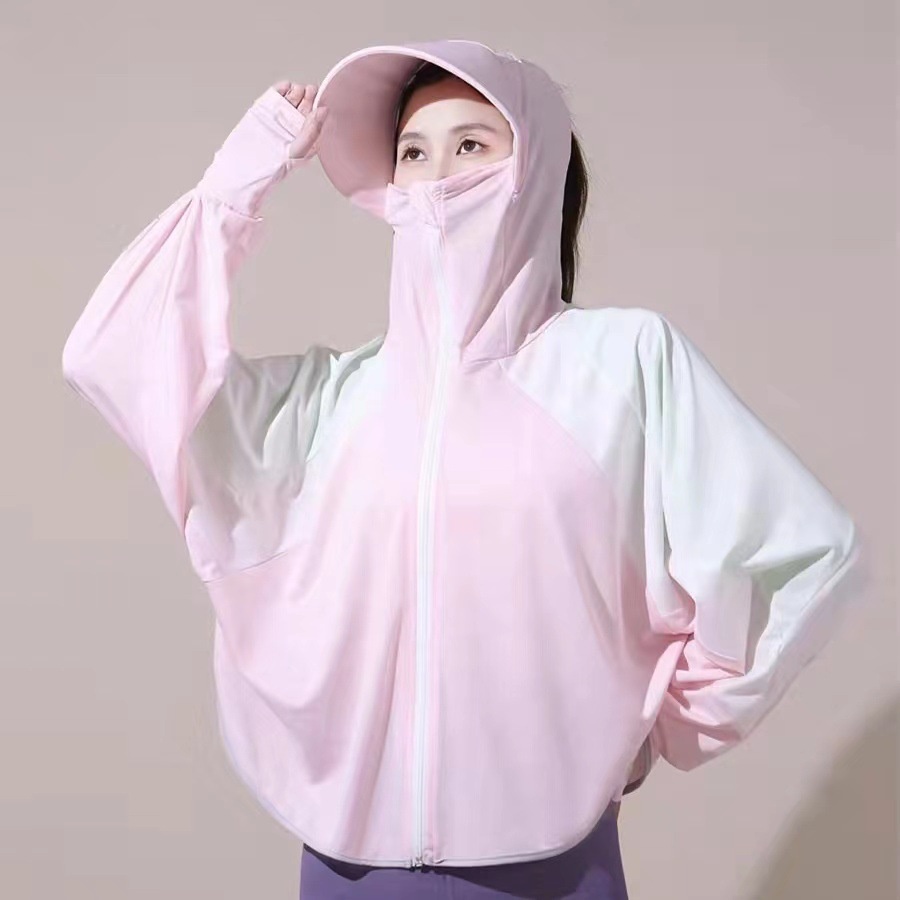 2022 Summer New Style Contrast Color Mix Fabric Sunscreen Clothing Trendy Casual Versatile Women's Cycling Ice Silk Jacket