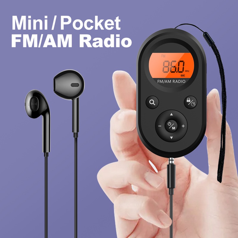 Mini FM/AM Radio Portable Pocket 9K/10K Radio Receiver with LCD Display ...