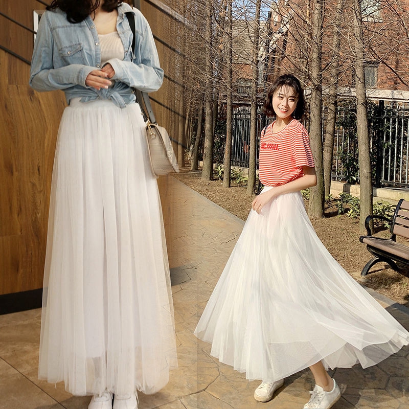 Pleated maxi 2024 skirt mesh