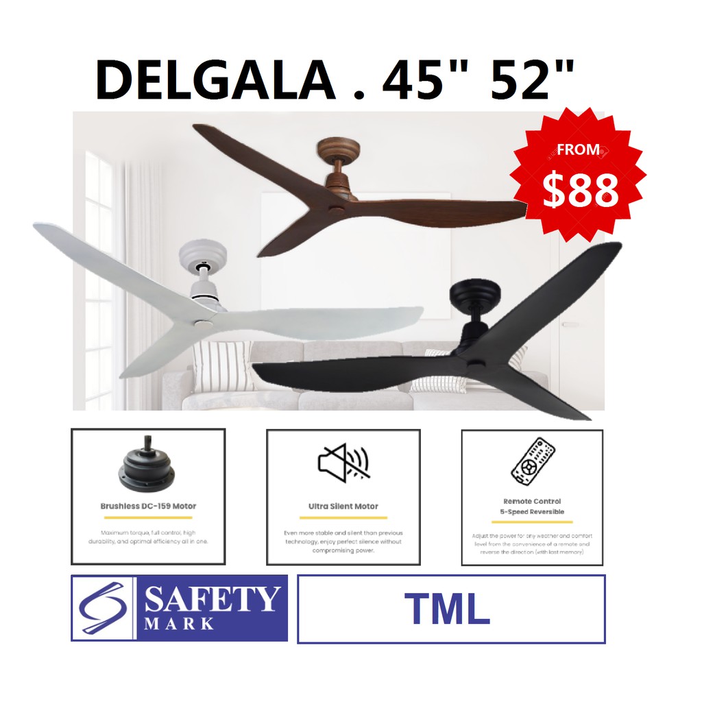 Fanco DELGALA DC Ceiling Fan 45" 52" (Safety Mark) Shopee Singapore