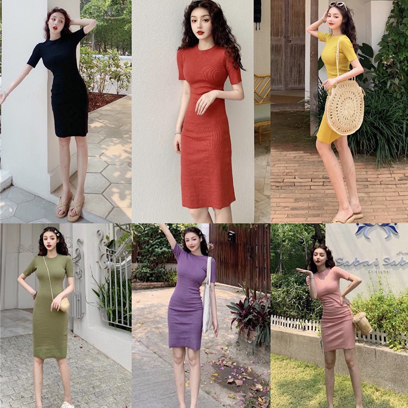 Solid Color Short Sleeve Pencil Dresses  Office dresses for women, Pencil  dress, Elegant dresses