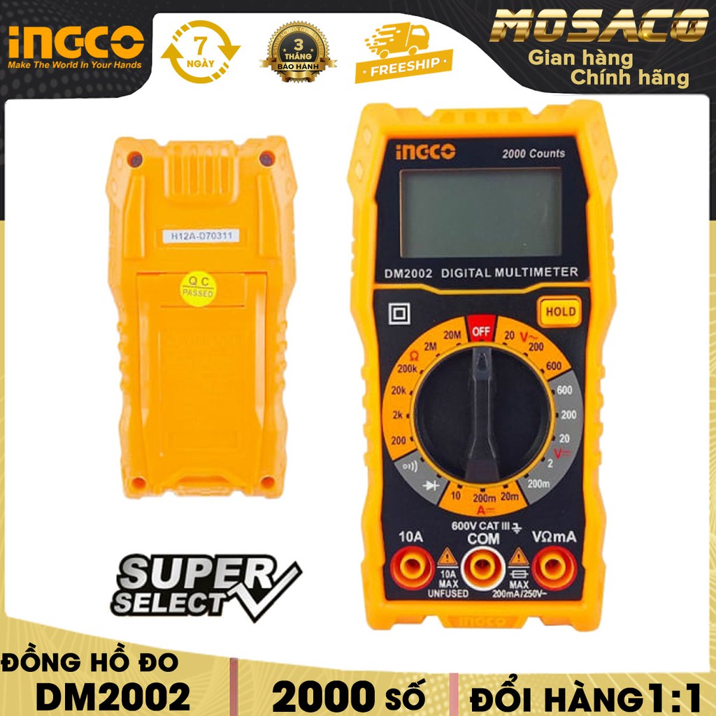 [Genuine Commitment] INGCO DM2002 2000 Multimeter Power Meter. Watches With High Precision LCD Screen- MOSACO