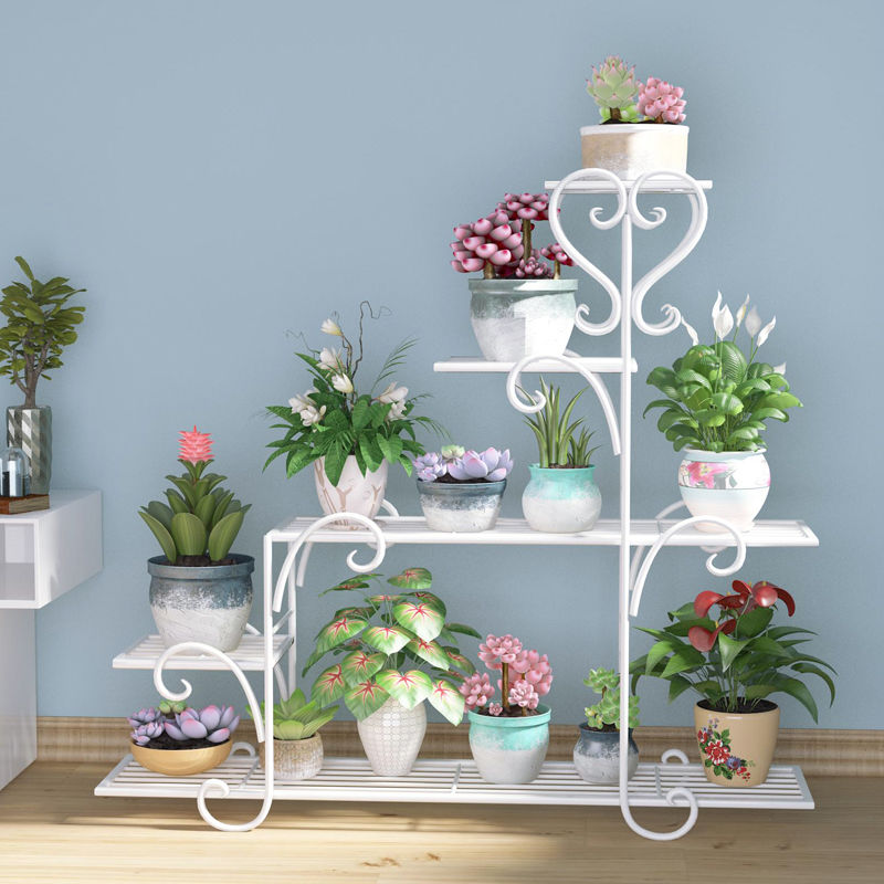 White / black Iron Multi-storey Indoor Balcony Living Room Plant Flower ...
