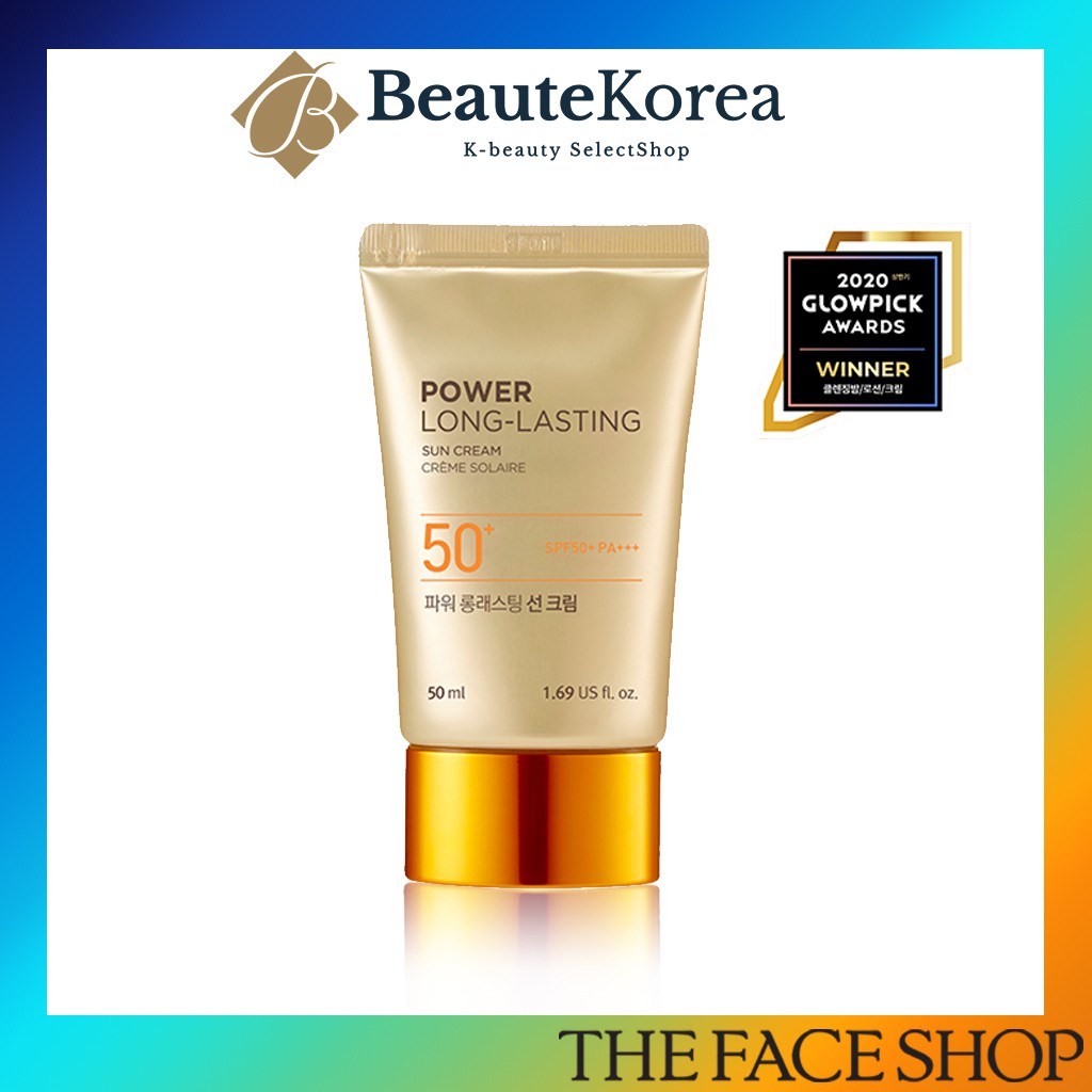 [THEFACESHOP] Power Long-Lasting Sun Cream SPF50 PA+++ 50mL | Shopee ...