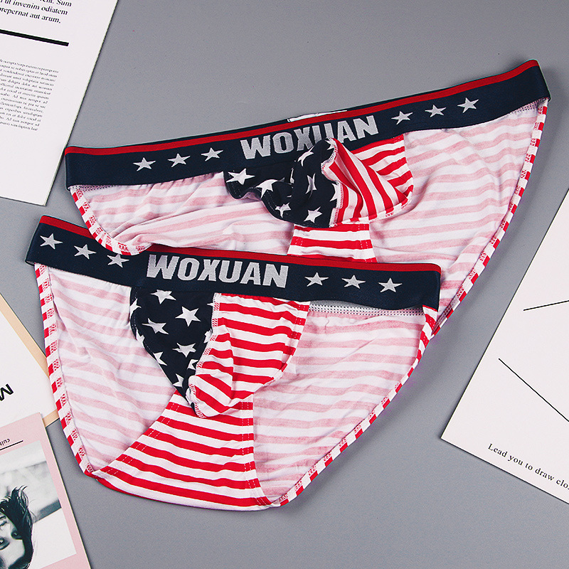 Mens Underwear American Flag Stars Stripes Briefs Underpants Elastic Comfortable Breathable Panties