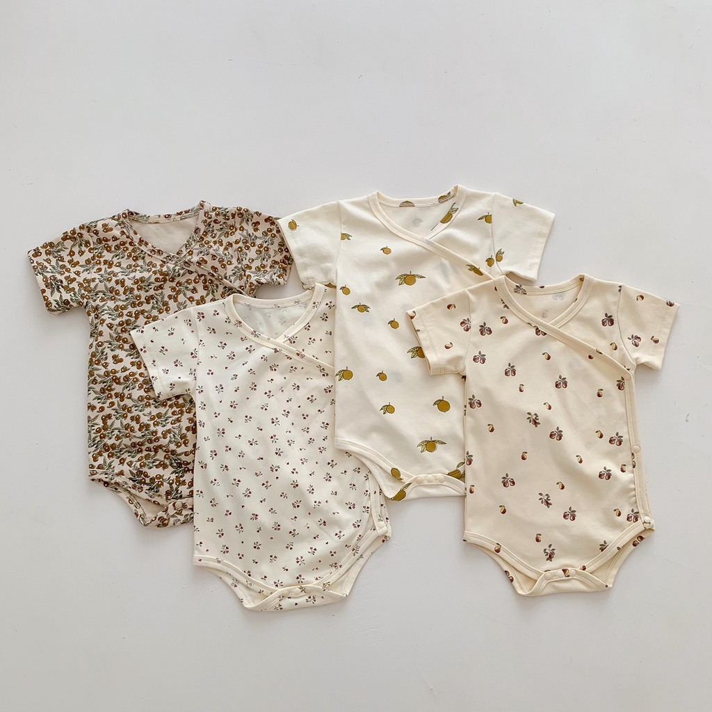 Nordic Finnish Style Newborn Baby Romper Short Sleeve Fruit Pattern