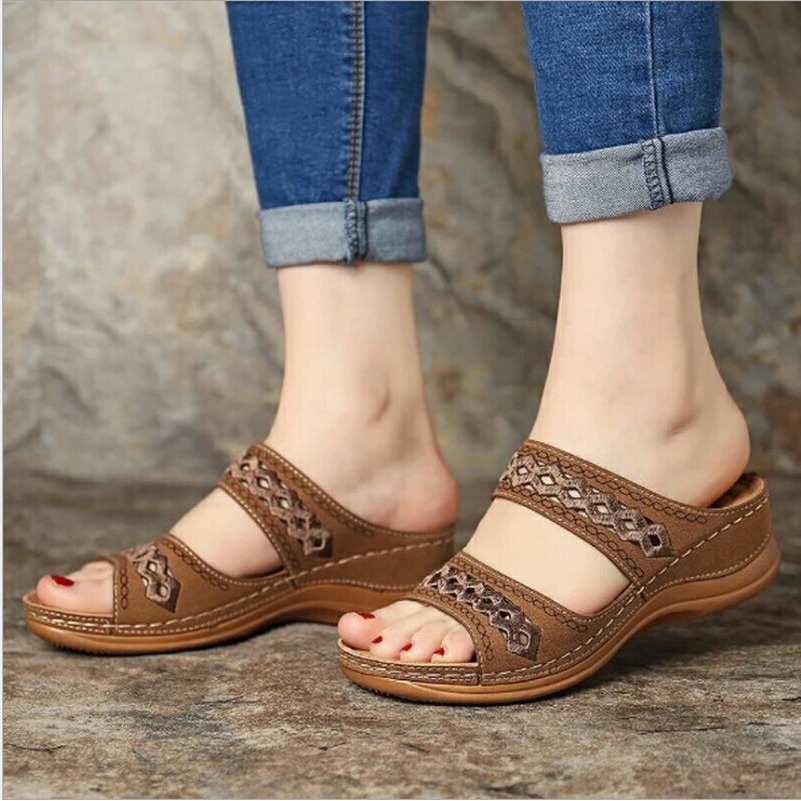 Women Retro Wedge Sandals Platform Women Low Heel Casual Ladies Sandal