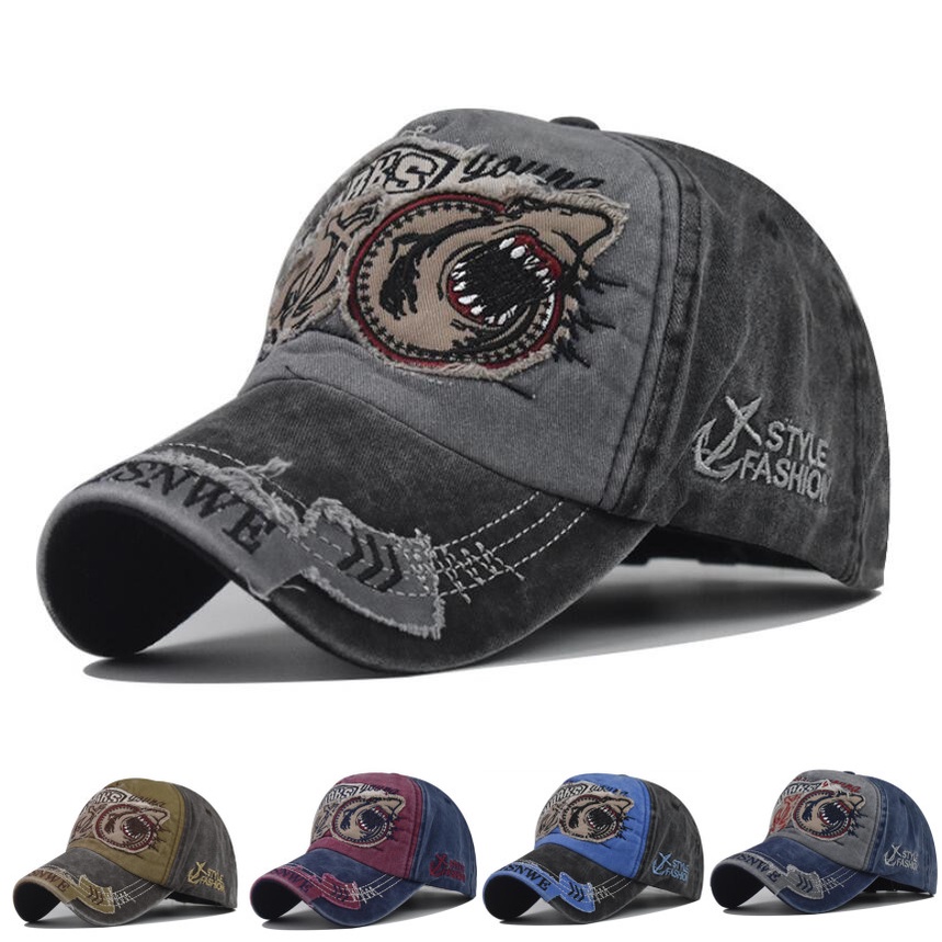 Retro Shark Baseball Cap Vintage Men Women Cotton Sports Outdoor Hat ...
