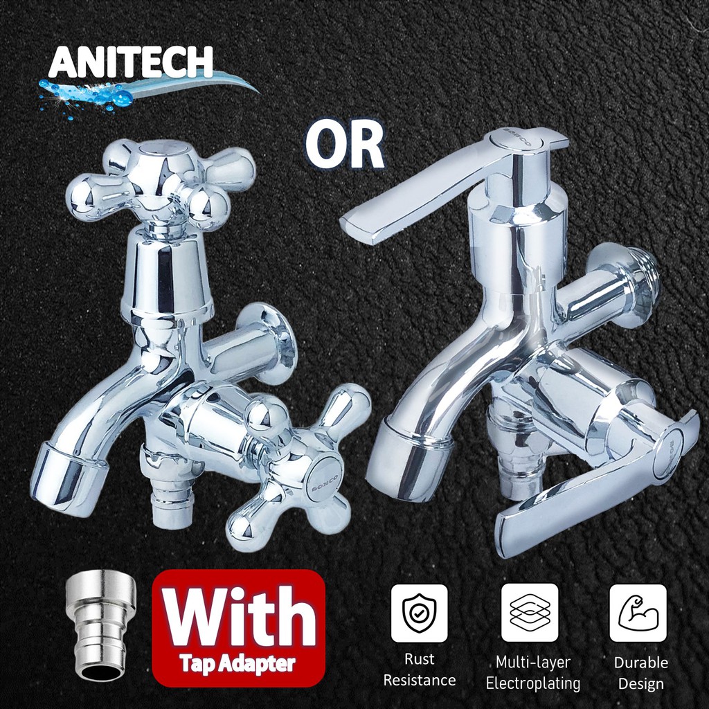 ANITECH Washing Machine/Bathroom Two Way Wall Mounted Faucet Two Way ...