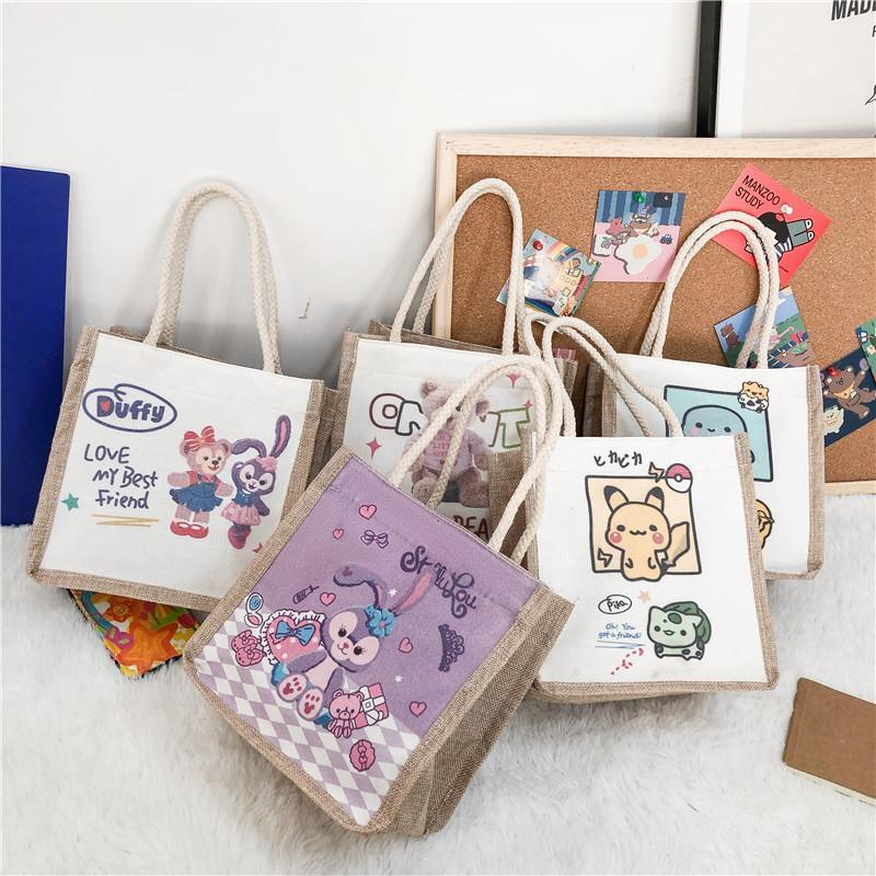 New Fashion Printed Straw Woven Bag Japanese Cute Version Polyester ...