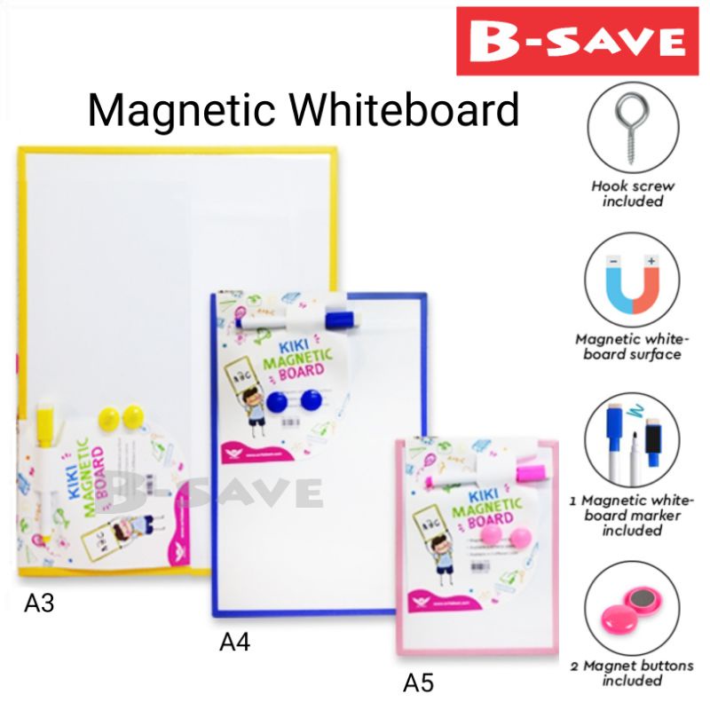 Kiki Magnetic Whiteboard Size A3/A4/A5 | Shopee Singapore