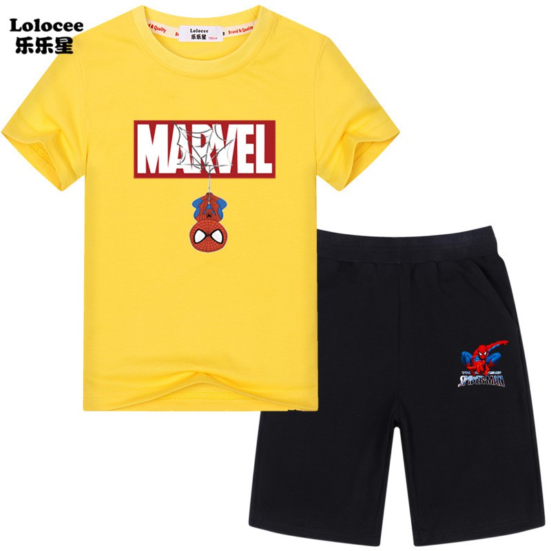 Baby Boys Marvel SpiderMan Clothes Set Kids Summer Short Sleeve