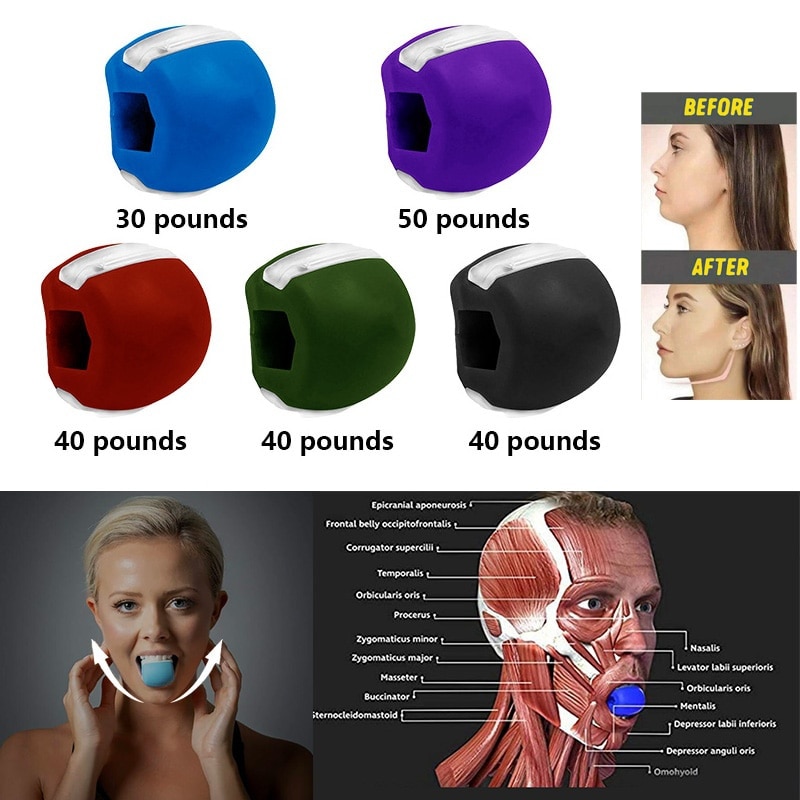 CHEEK LIFTING JAWLINER Muscle Balls Jaw Exerciser Trainer Jawline