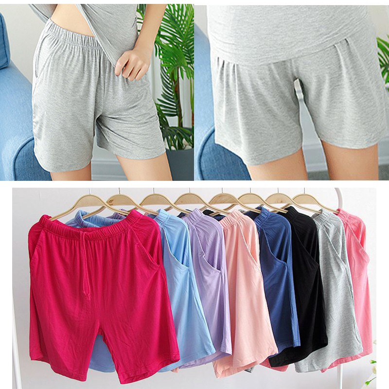 Loose Shorts Women's Homewear Pant Ladies Elastic Waist Short