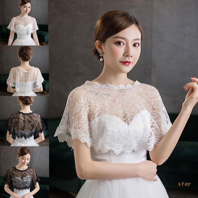 stay Womens Embroidery Floral Lace Shawl Wrap Wedding Bridal Bolero ...