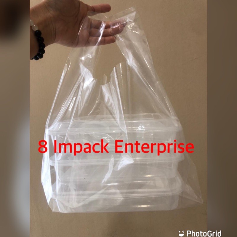 Transparent clear plastic outlet bag