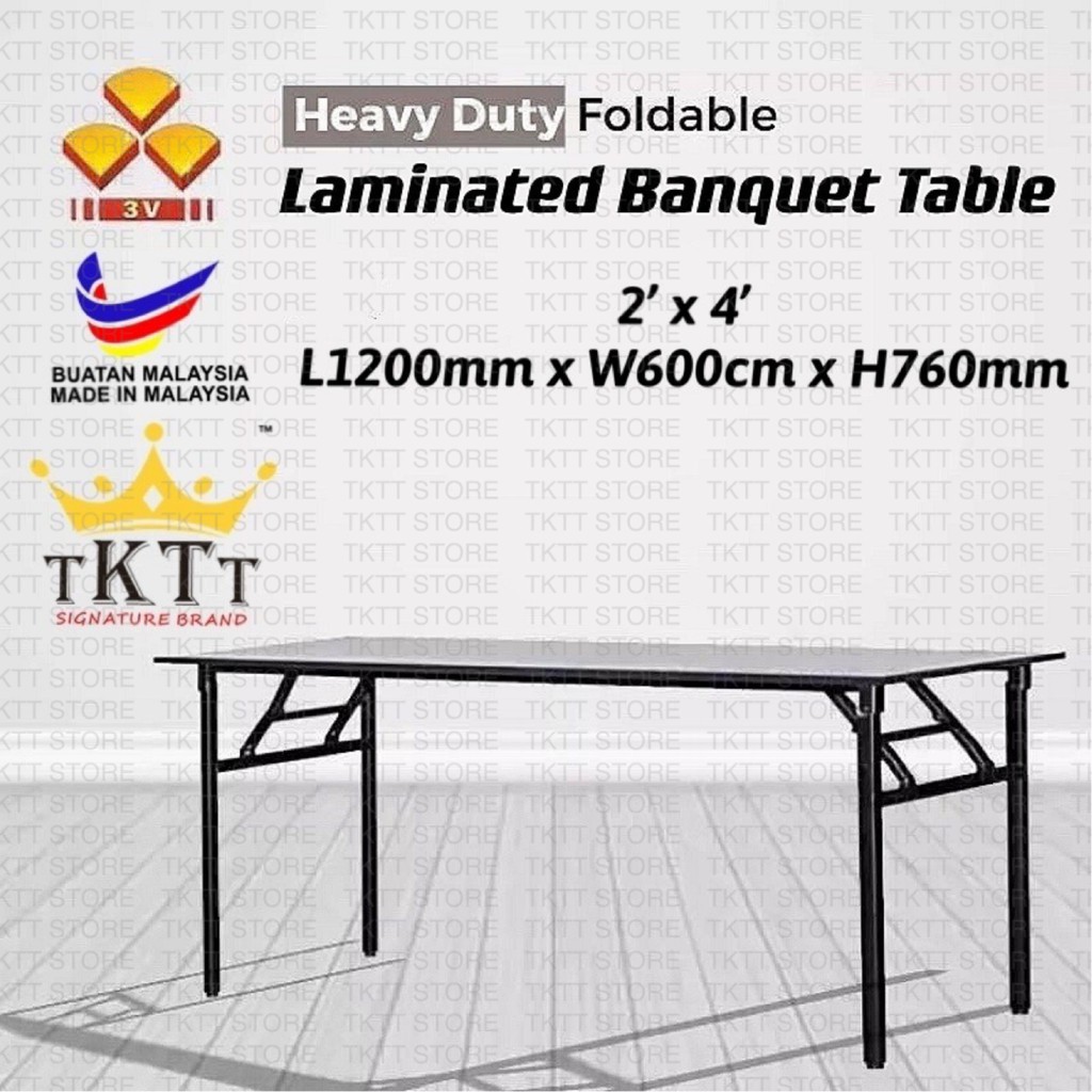 TKTT 3V 1.5x4 2x4 Feet Heavy Duty Laminated Wood Top Banquet Table