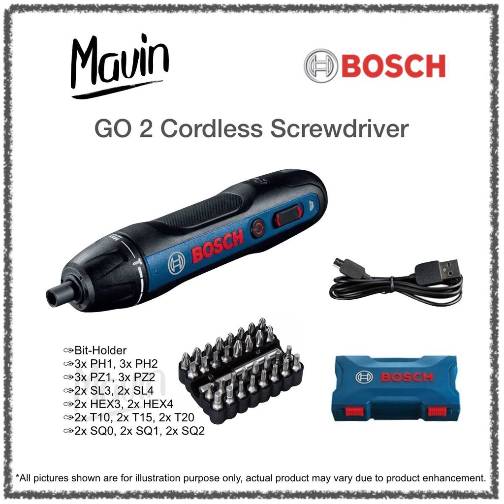 🇸🇬🛠 BOSCH GO 2 / GO2 Cordless Screwdriver Kit (33 Piece Accs.) Shopee