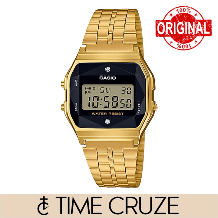 Time Cruze Casio A159 Japan Made Diamond Gold Digital Men Women Watch A159WGED 1D A159WGED 1 A159WGED 1DF