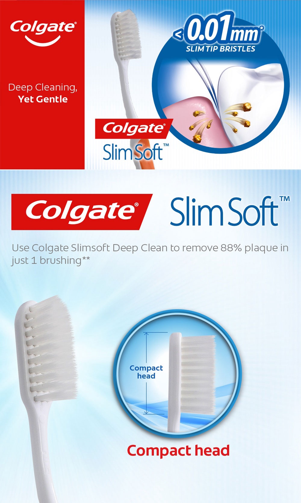 Colgate SlimSoft Deep Clean Toothbrush Valuepack 3s , 6s (Soft ...