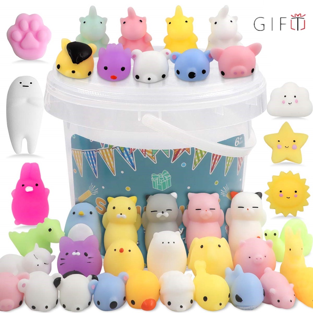 10PCS Cute Mini Animal Squishies Kawaii Mochi Squeeze Toys Stretch