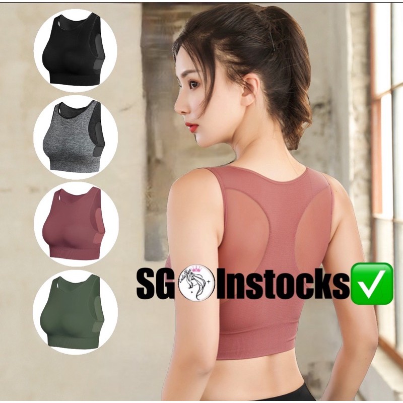 (SG SELLER INSTOCKS)BACKMESH SPORTS/YOGA PADDED BRA/TOP WITH COMFORTABLE MATERIAL