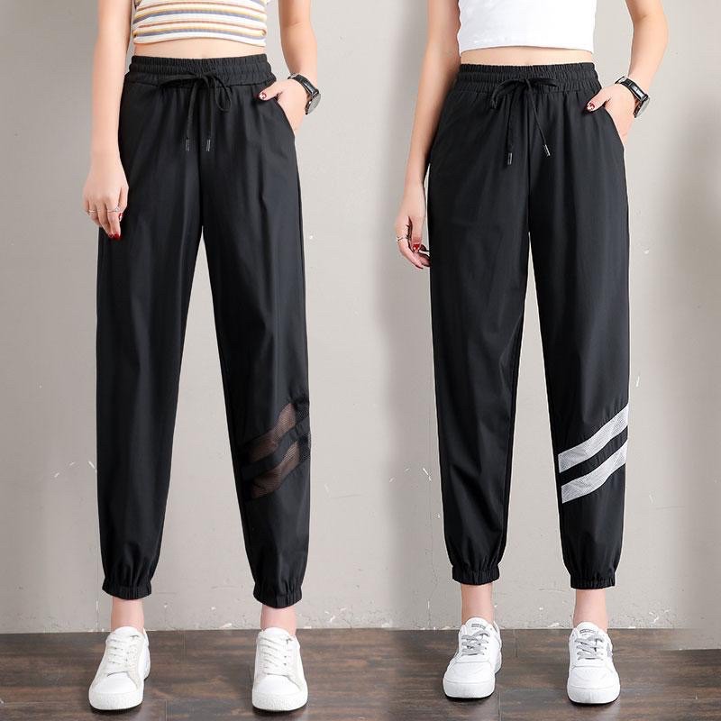 LADIES STREET Women's sports pants loose quick dry running fitness high  waist slim pants bloomers cropped trousers