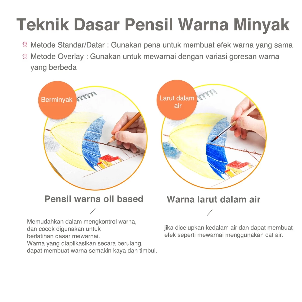 Deli High-grade Oil Pencil Color Pensil Warna Minyak 48/72 Warna 6567 6568 - Gambar 3