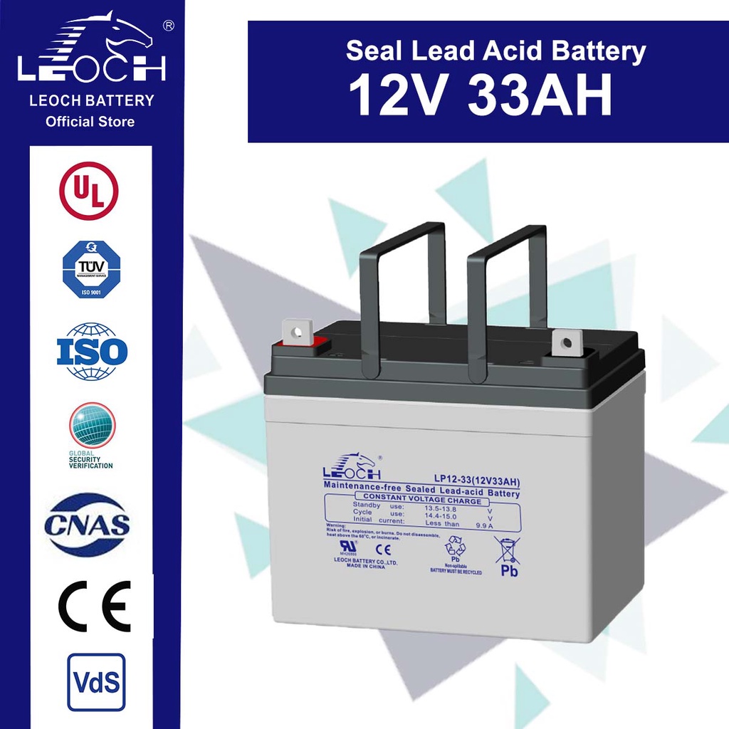 12v 33ah Leoch Sealed Lead Acid Battery Lp12 33 For General Purpose Applications Shopee Singapore 9284