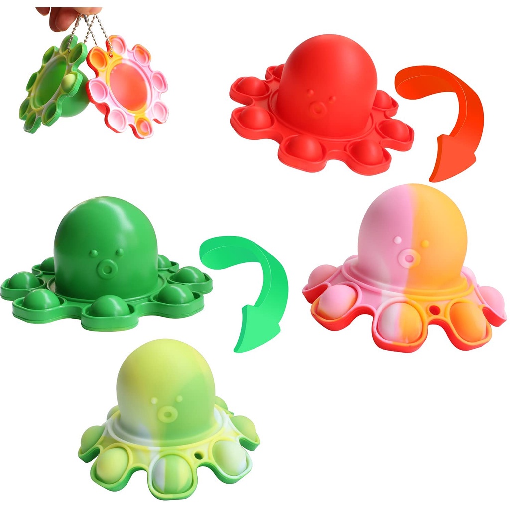 Reversible Octopus Push Pop Bubble Fidget Toy Flip Octopus Silicone ...