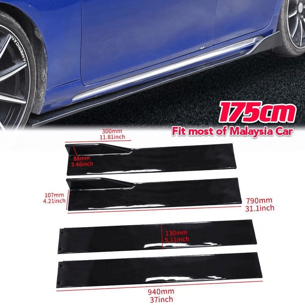 Car Universal Black Glossy Side Skirt Diffuser Body Kit Lip 175cm ...