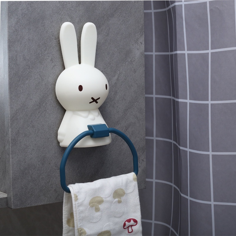 Cartoon Rabbit Towel Rack Bathroom Non-Marking Non-Perforated Ring Cute ...