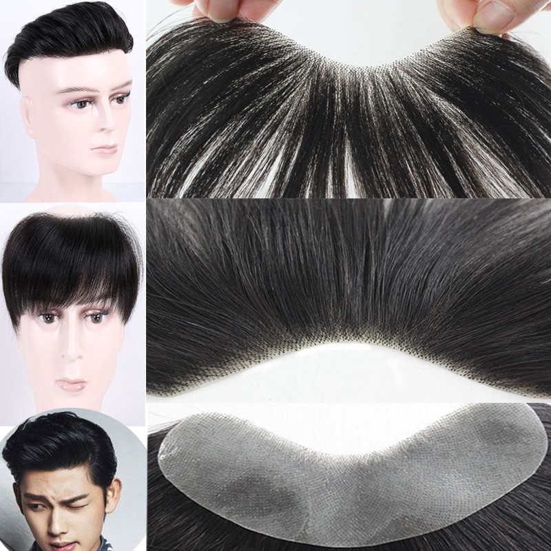 Wigs Men Wig Real Human Hairline Men Hair Forehead Bangs Male Toupee