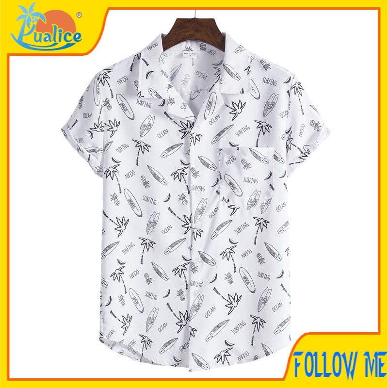 Men's Short-sleeved Lapel Printed Shirt Japanese Casual Men's Loose Short-sleeved Shirt Men's Summer 2020 New Casual Printed Shirt Men's Lapel Men's Clothing