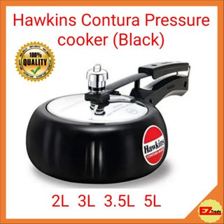 Hawkins Contura Hard Anodized Induction Compatible Extra Thick Base Pressure  Cooker, Black, 5L by Hawkins 