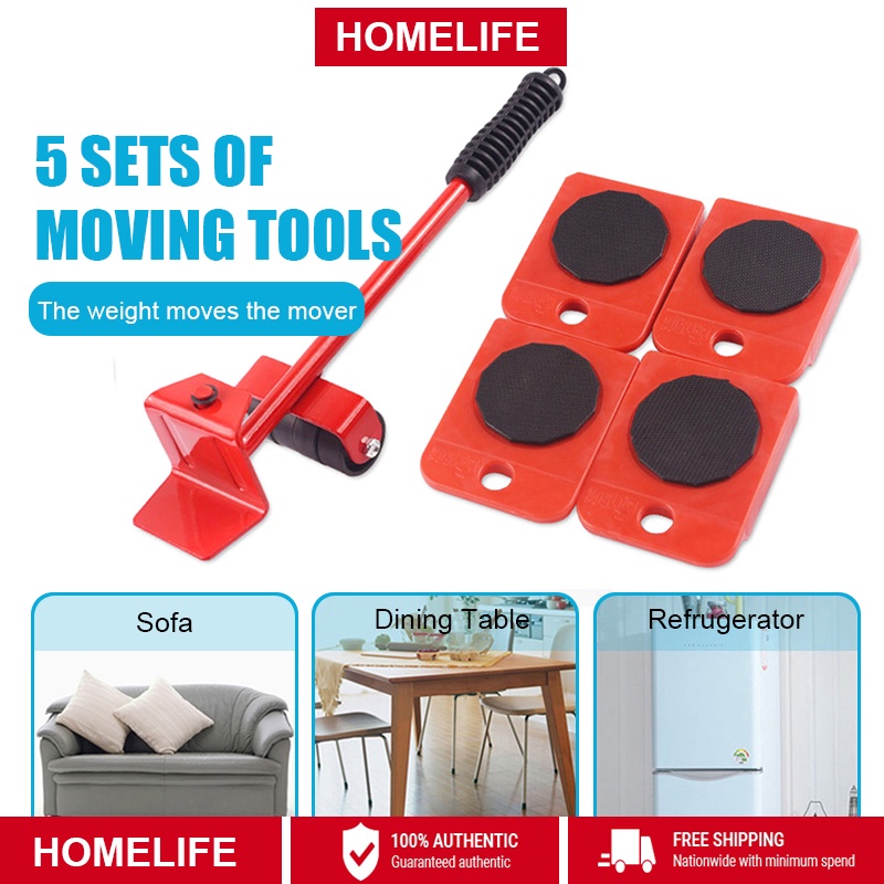 [SG Stock] Furniture Mover Set Furniture Mover Tool Transport Lifter Heavy Stuffs Moving Wheel Roller Bar Hand Tools