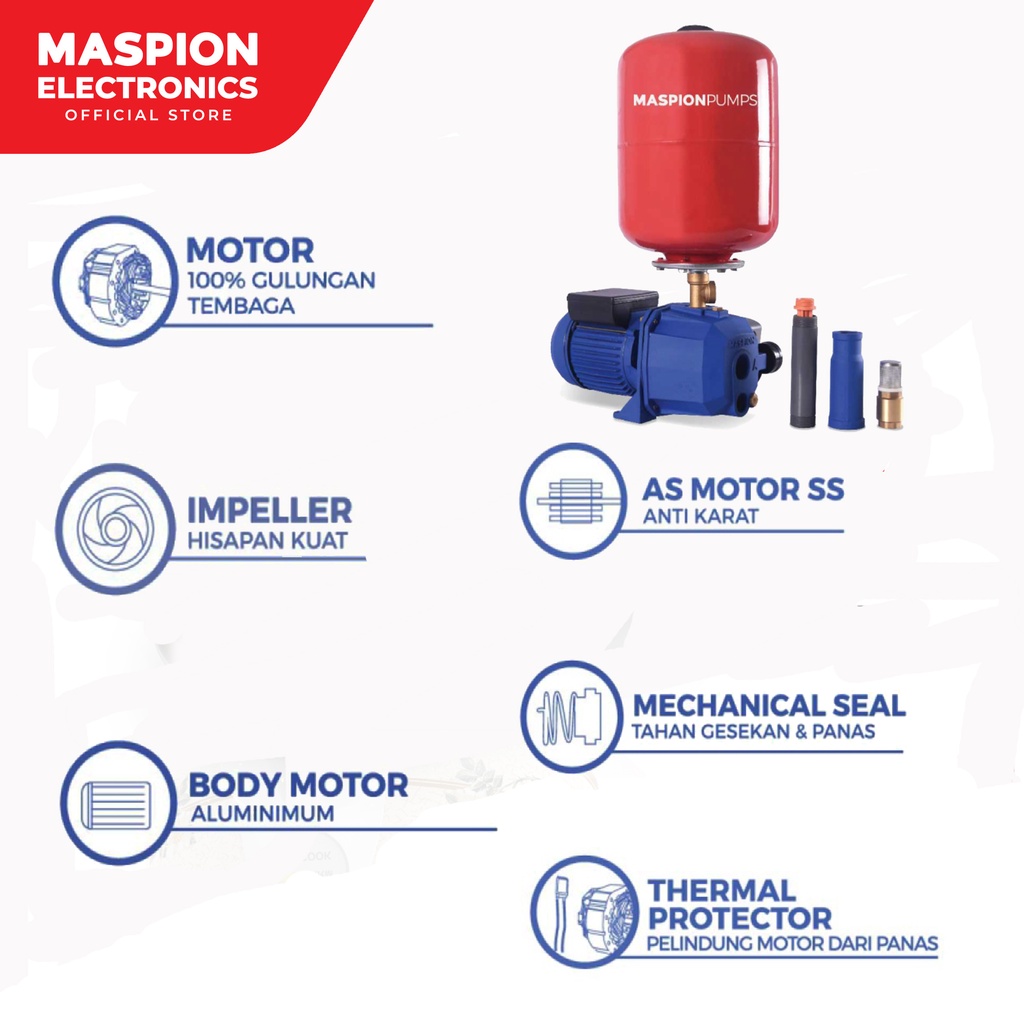 Maspion Jet Pump Mesin Air Tekanan Tinggi Otomatis JP-242 ATLT - Gambar 3