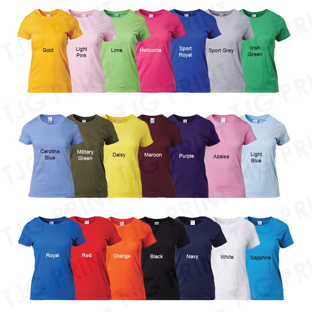 【SG Local Stock】GILDAN Premium Cotton 100% Cotton Ladies Plain Round ...