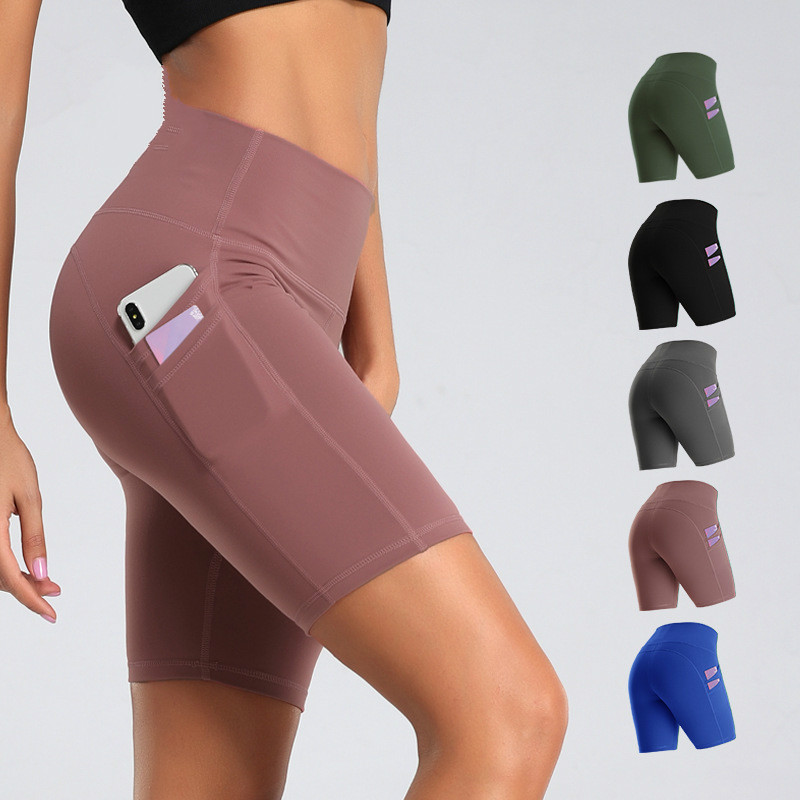 Double pockets on the knee tight fitness quick dry high waist hip lifting YOGA SHORTS