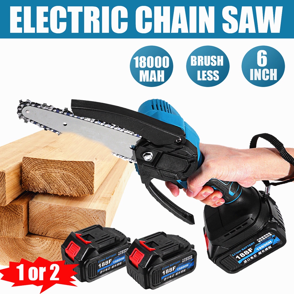 21V 6 Inches Mini Electric Chain Saw Cordless Woodworking Pruning ...