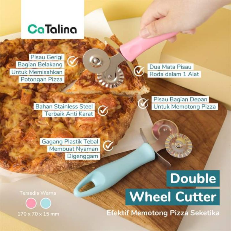 CaTalina Alat Pemotong Pizza Dua Mata Pizza Cutter - Gambar 2