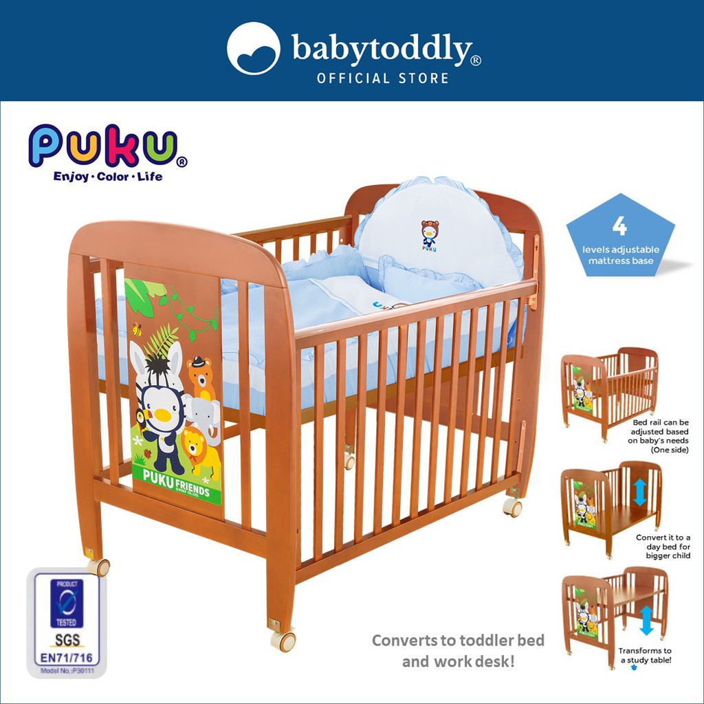 Puku Wooden Baby Cot Brown Shopee Singapore