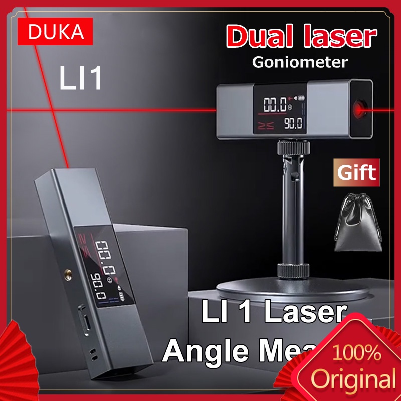 Original DUKA LI1 Dual Laser Protractor 2In1 Angles Leveling Digital Inclinometer Type-C Chargable Laser Measurement Home Improvement Tools