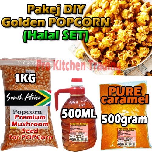 Set DIY Popcorn 3 in 1 (Kernel Mushroom 1Kg , Pure Caramel Mix 200Gram ...